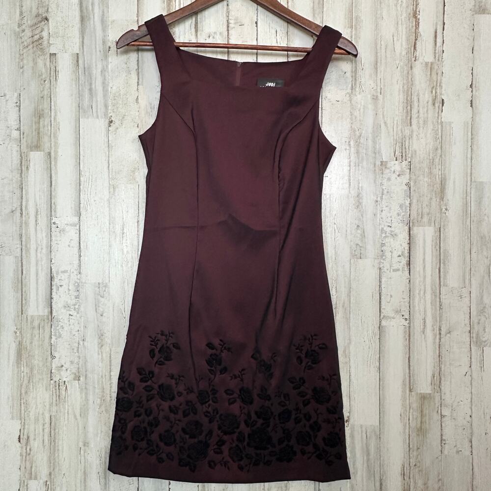 Vtg Jodi Kristopher Sheath Dress Sz 5 Red Floral Burnout Velvet Y2K Formal EUC